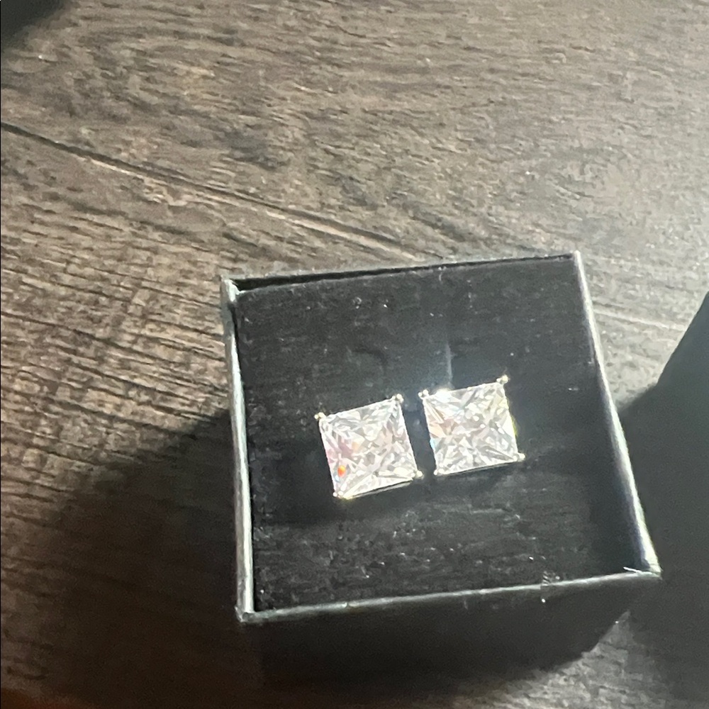 Radiant Silver Square Earrings